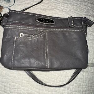 Gray Leather Crossbody Bag
